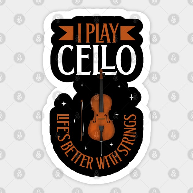 I play Cello Sticker by Modern Medieval Design